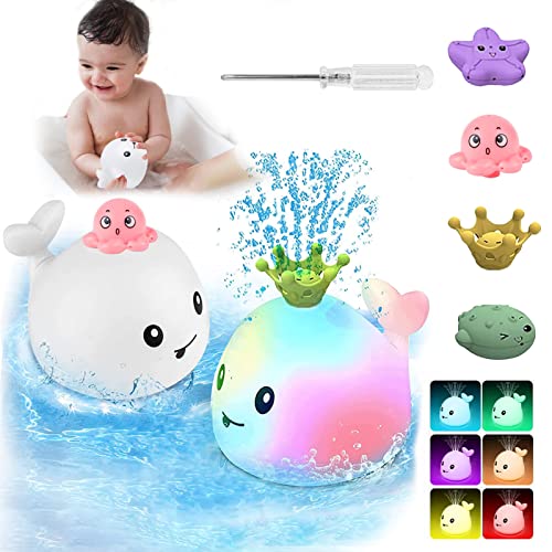 Bath Toys Whale Bath Toy Spray Light Up Whale Automatic Spray Water Bath Bathtub Toys Spray Water Squirt Toy for Toddlers Infants Kids Children Pool Shower Bathroom Toys Spray Water Bath Toy - 1