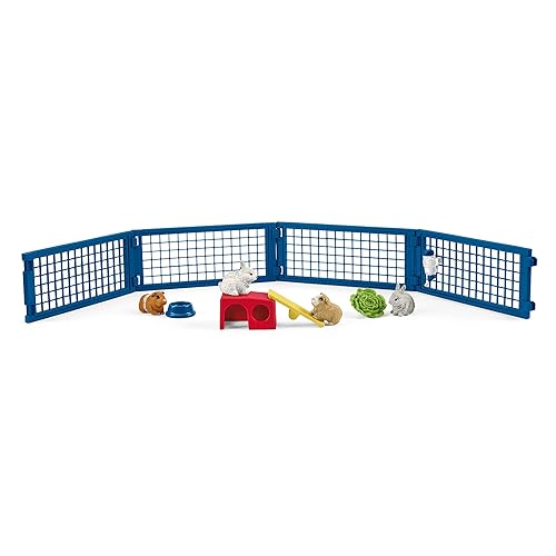 Schleich Farm World 14-piece Rabbit and Guinea Pig Hutch Toy Set with Animal Figures for Kids Ages 3-8, 5.7 x 19 x 11.5 cm - 2021 Box Style