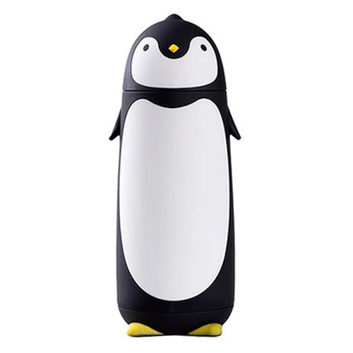AioTio Edelstahl-Thermobecher in niedlichem Pinguin-Design 280 ml (Schwarz) - Schwarz