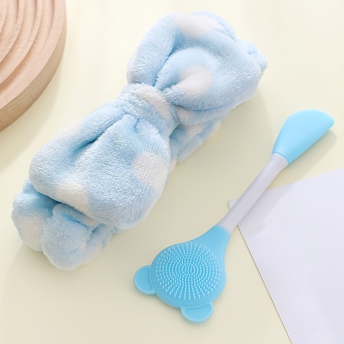 Makeup HairBand Double Head Manual Silicone Cleansing Brush Mask Brush