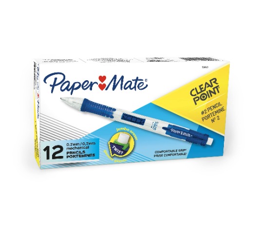 Paper Mate Clearpoint Mechanical Pencils, 0.7mm, HB #2, Blue Barrels, 12 Count - 12 Count (Pack of 1)
