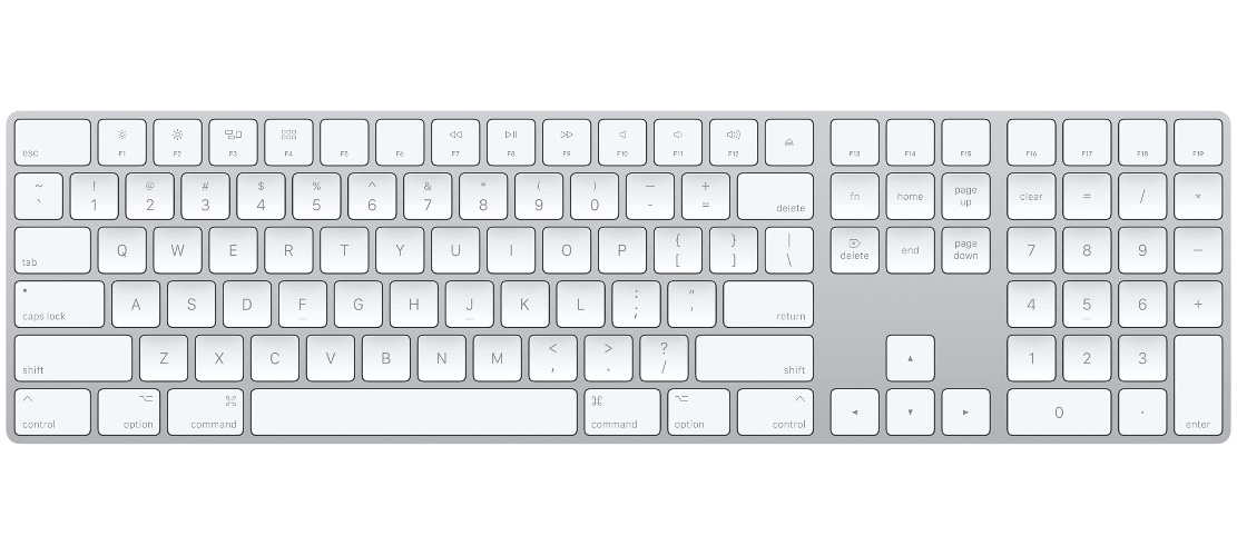 Apple Magic Keyboard with Numeric Keypad (Wireless, Rechargable) - US English - Silver - White US English