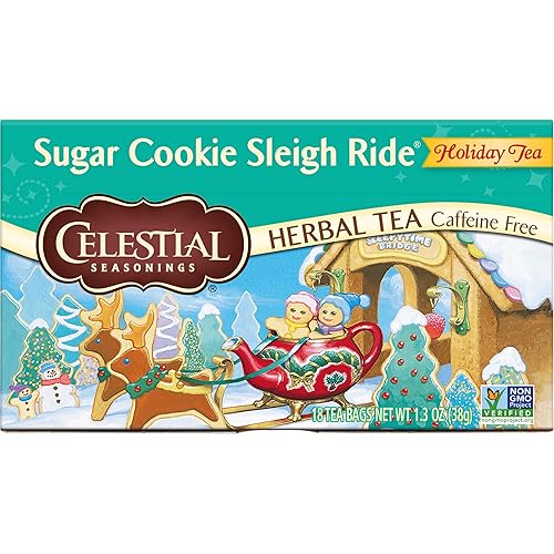 Celestial Seasonings Herbal Tea, Sugar Cookie Sleigh Ride, 18 Count (Pack of 6) - Sugar Cookie Sleigh Ride - 18 Count (Pack of 6)