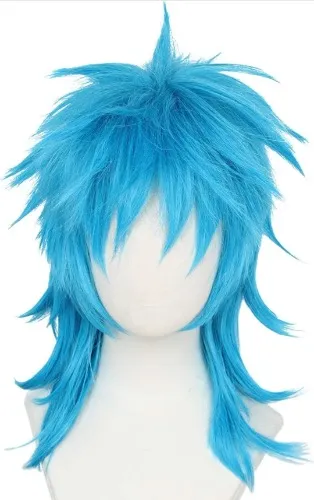 short blue mullet thing(?) wig