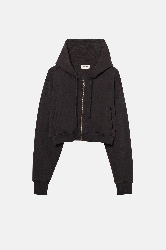 BABYDOLL CROP ZIP HOODIE | VINTAGE BLACK / S