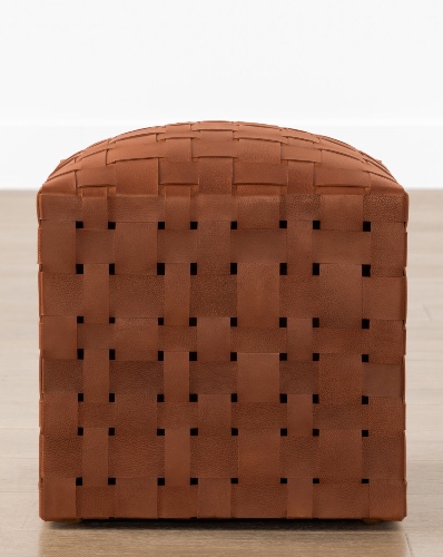 Ackley Leather Ottoman | Saddle