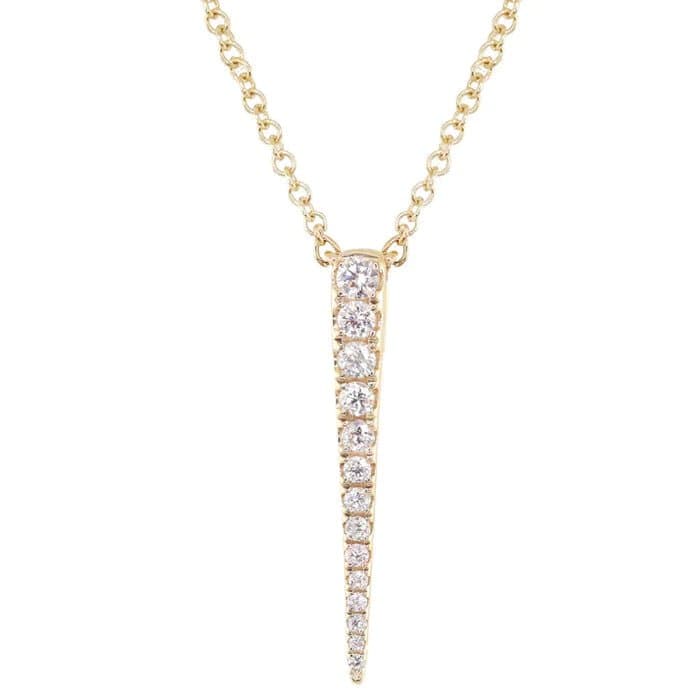 Diamond Dagger Necklace - 14K SOLID GOLD & DIAMOND
