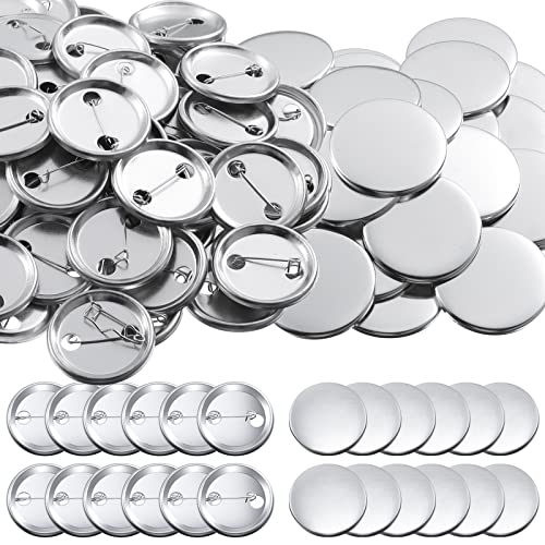 300 Pieces Blank Button Making Supplies Round Badge Button Parts Metal Button Pin Badge Kit for Button Maker Machine, Including Metal Shells Back Cover and Clear Film (Tinplate,1.46 Inch) - 37 mm/ 1.46 Inch, metal