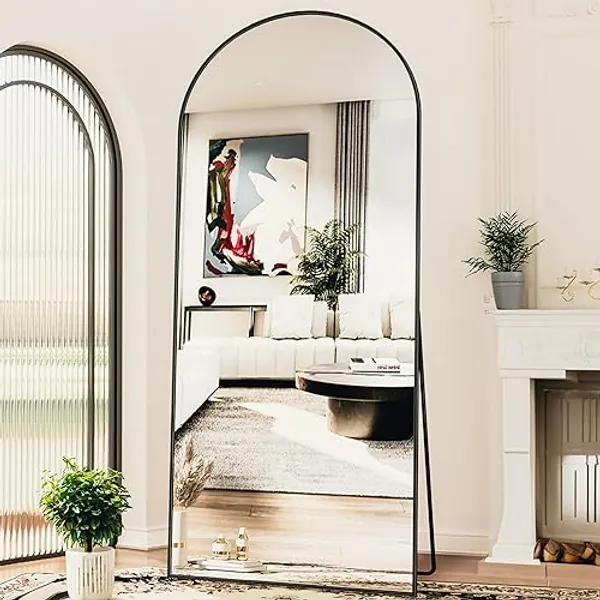 Antok Arched Full Length Mirror, 76"x34" Arched Floor Mirror, Glassless Mirror Full Length with Stand, Floor Mirror Freestanding, Wall Mounted Mirror for Bedroom Living Room, Black - Black - 76"L x 34"W
