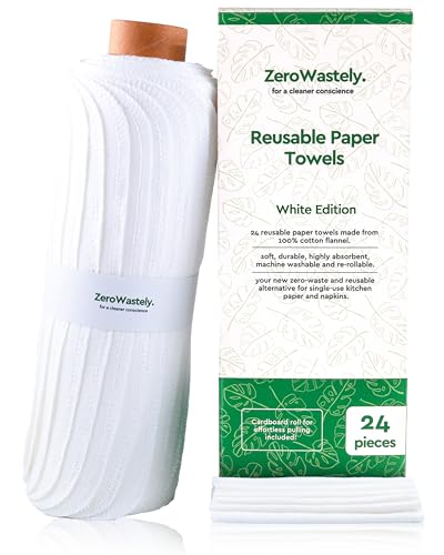 Reusable Paper Towels - Value Pack of 24 Paperless Paper Towels! - 100% Cotton, Super Soft, Absorbent, Washable and Made To Last - Cut Back and Waste Less with our Cloth Paper Towels! By ZeroWastely - Jungle