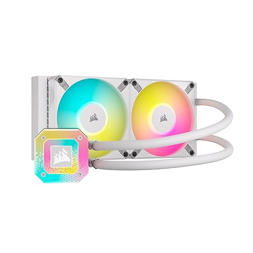 Corsair iCUE H100i Elite CAPELLIX XT Flüssig-CPU-Kühler - Zwei AF120 RGB Elite-Lüfter - 240-mm-Radiator - Intel LGA 1700, 1200, 115X, 2066, AMD AM5, AM4 - Inklusive iCUE Commander CORE - Weiß - Weiß - 240mm AIO