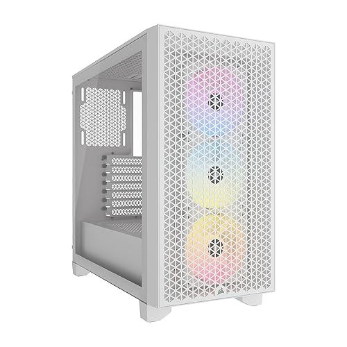 CORSAIR 3000D RGB Airflow Mid-Tower PC-Gehäuse - 3X AR120 RGB-Lüfter - DREI-Slot-GPU-Unterstützung - Geeignet Für Bis zu 8X 120mm-Lüfter - High-Airflow-Design - Weiß - 3000D RGB AIRFLOW - Weiß