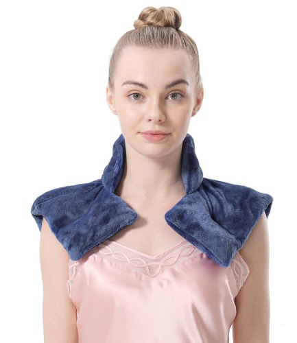 Aroma Season Neck and Shoulder Heat Pad Neck Warmer Microwave Neck Pillow for Neck Pain Heating Pad (Navy Blue)