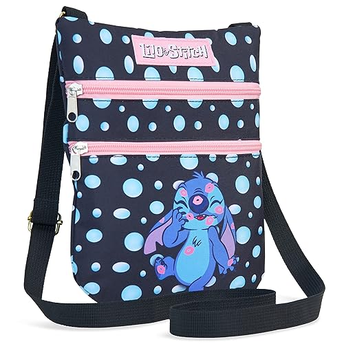 Disney Stitch Crossbody Bag for Girls Teens Shoulder Bag Long Strap Stitch Gifts - Black
