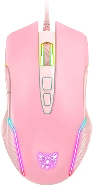AJIJAR RGB Gaming-Maus Kabelgebunden, Rosa Optische USB-Maus mit RGB LED, 6 Einstellbare DPI bis zu 6400, Ergonomische Laptop PC Maus mit 7 Programmierbaren Tasten Kompatibel mit Windows Vista Linux
