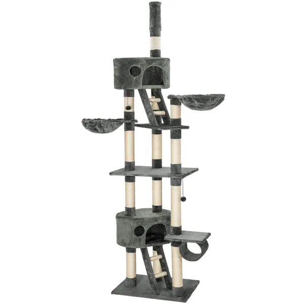 TecTake Kratzbaum Katzenbaum für Katzen - deckenhoch (höhenverstellbar von 240-260cm) - Diverse Farben - (Grau | Nr. 401641)
