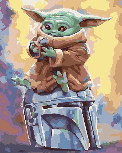 Paint by Numbers - DIY Digital Canvas Oil Painting Adults Kids, Paint by Number Kits, Digital Painting, Numbers Painting, Painting Numbers Adults for Home Decorations- Baby Yoda 16 * 20 inch - Baby Yoda