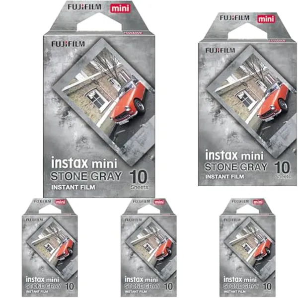 FUJIFILM Instax Mini Stone Gray Film - 10 Exposures (Pack of 5)