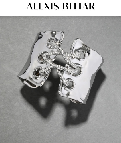 Solanales Silver Crystal Lace Up Cuff Bracelet