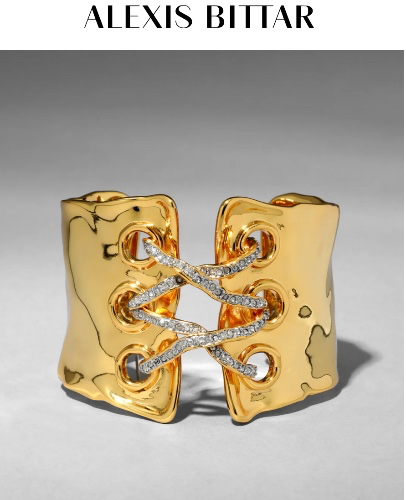 Solanales Gold Crystal Lace Up Cuff Bracelet