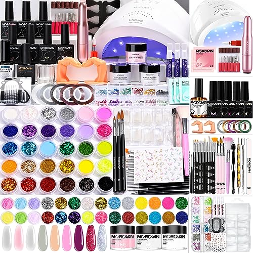 Morovan Professional Acrylic Nail Kit: for Beginners with Everything - Complete Nail Kit Set Professional Acrylic with Everything Acrylic Nail Starter kit Acrylic Nail Supplies Gifts for Women Girl