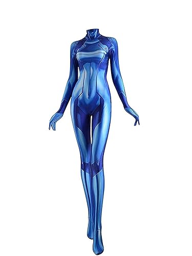 Cosplay Life Zero Suit Samus Cosplay Costume - Metroid Costume for Cosplay, Halloween, Photoshoots – Body Suit - Large - Blue