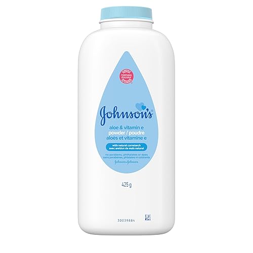 Johnson's Baby Powder, Naturally Derived Cornstarch with Aloe & Vitamin E for Delicate Skin, Hypoallergenic and Free of Parabens, Phthalates, and Dyes for Gentle Baby Skin Care, 15 oz - Aloe & Vitamin E - 15 Ounce (Pack of 1)