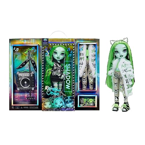 Rainbow Vision Shadow High Neon Shadow- Harley Limestone (Neon Green) Posable Fashion Doll. 2 Designer Outfits to Mix & Match, Rock Band Accessories Playset, Great Toy Gift Kids 6-12 Years & Collector
