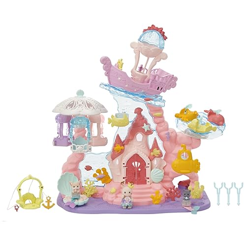 Calico Critters Baby Mermaid Castle - Dollhouse Playset with 3 Collectible Doll Figures