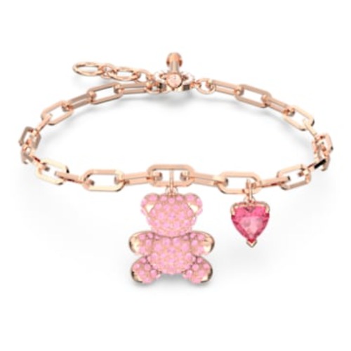 Teddy bracelet, Bear, Pink, Rose gold-tone plated
