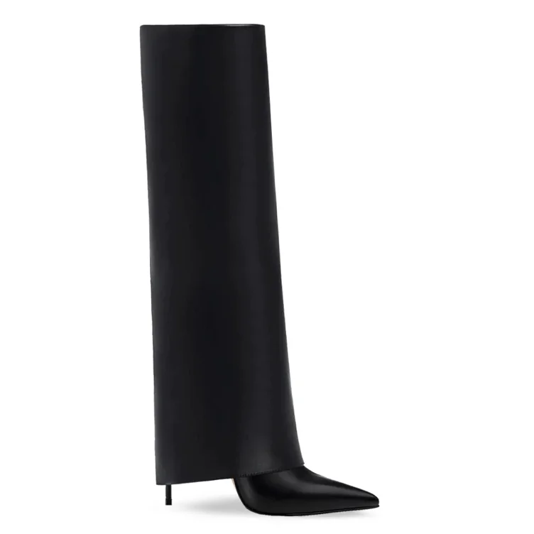 INES BLACK LEATHER BOOTS