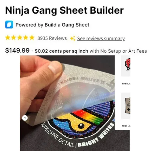 Ninja Transfers DTF Gang Sheet (20ft) .02c / sq "