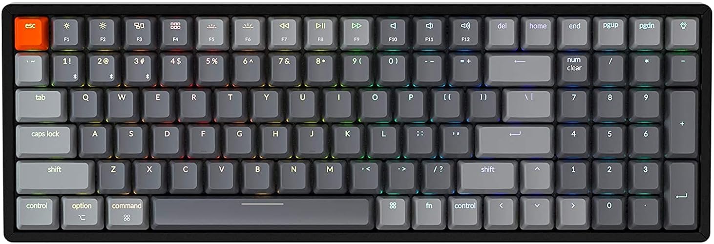 Keychron K4 Bluetooth Wireless Mechanical Keyboard RGB LED Backlit, Hot-swappable Compact 100 Keys USB Wired Computer Gaming Keyboard Aluminum Frame for Mac Windows, Gateron Red Switch - Hot-swappable Red Switch