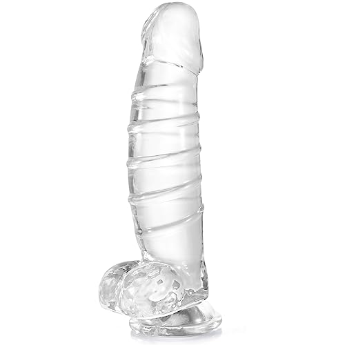 Aobrong Big Realistic Dildo, 10.04 inch Soft Jelly G-spot Dildo with Suction Cup, Adult Sex Toy for Women Me Gay Anal Plug Sensory Toys (Clear M) - Medium - Clear