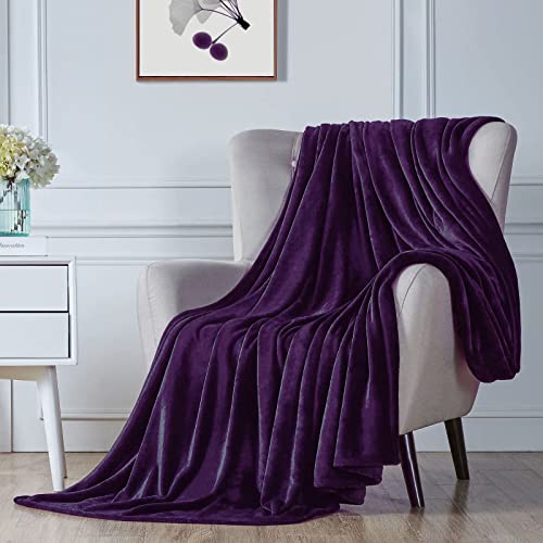Walensee Fleece Blanket Plush Throw Fuzzy Lightweight (Throw Size 50x60 Purple) Super Soft Microfiber Flannel Blankets for Couch, Bed, Sofa Ultra Luxurious Warm and Cozy for All Seasons - Purple - 50"x60"