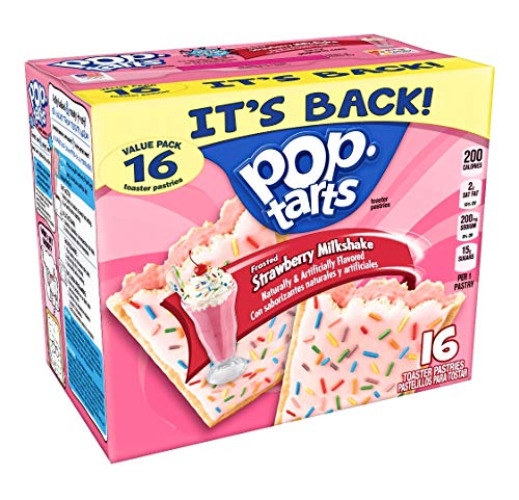Kellogg’s Pop-Tarts Breakfast Toaster Pastries, Frosted Strawberry Milkshake, 28.2 oz, Value Pack (16 Count)