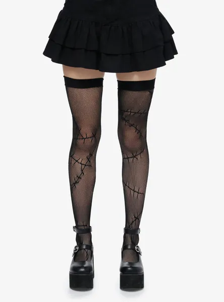 Stitches Fishnet Thigh Highs