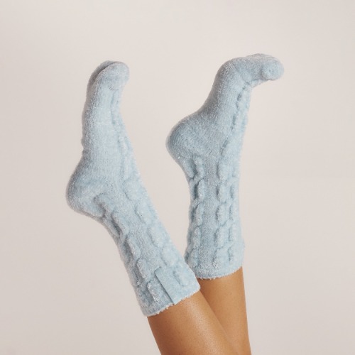 Chenille Knitted Socks - Blue | S-M