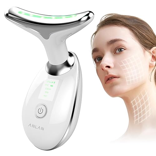 ANLAN Face Massager, Anti-Wrinkle Face Device with 3 Modes 45°C for SkinTightening & Neck Lifting EMS Massage Face Toning Firming for Women - White