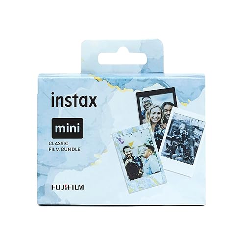 instax Limited edition 3 pack Classic mini film bundle, Black & Blue Marble frames, plus Monochrome film, pack contains 3 x 10 shot film cartridges - mini - 30 shot, Classic film bundle, Black and Blue borders and Monochrome