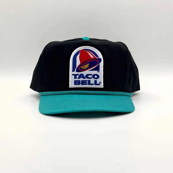 Taco Bell Hat Vintage Retro 2-Tone Black Teal Trucker Rope Snapback Cap Classic 80s 90s Baja Blast Live Mas