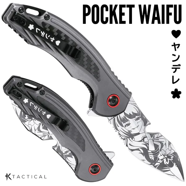 Pocket Waifu "Yandere" Heart Cut Folding Knife