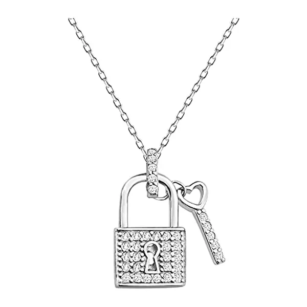 Sofia Milani - Women's Necklace 925 Silver - with Zirconia Stone - Key & Lock Pendant - 50380