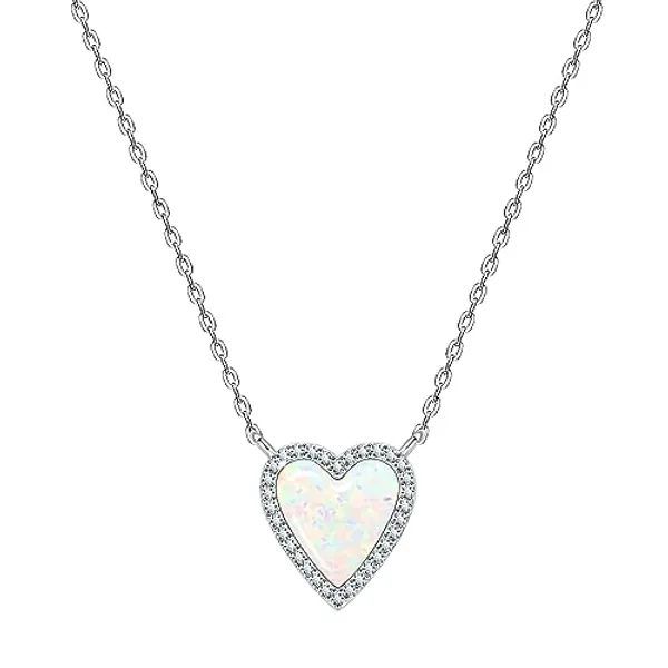 KristLand Moonlight Collection S925 Silver Necklace with White Opal Simple Design Delicate Round Pendant for Women Girlfriend Wife Daughter Gift Box 14mm Pendant