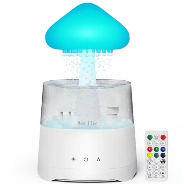 Diffuserlove Rain Cloud Humidifier 450ML Diffuser Water Drip Humidifier Waterfall Lamp Mushroom Humidifier Rain Sounds White Noise Humidifier Air Humidifiers for Bedroom Desk
