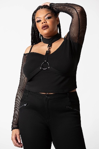 Death Card Fishnet Top [PLUS] - Resurrect - 3XL / Black / 95% Polyester 5% Elastane||a6fbc95a-bfdb-4c11-b46a-1d5ea1372eef
