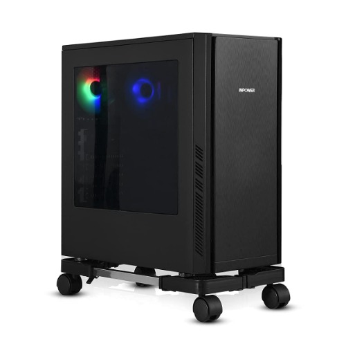 Mobile CPU Bracket, Adjustable Computer Tower Bracket, CPU Rolling Bracket with 4 Casters Suitable for Most PC (Black)