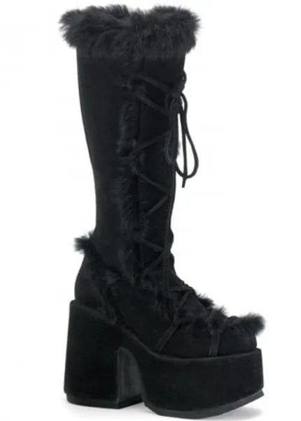 DemoniaCult Camel 311 Faux Fur Knee High Boot