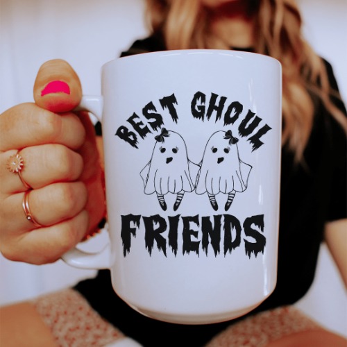 Best Ghoul Friends Ceramic Mug 15 oz - White / One Size