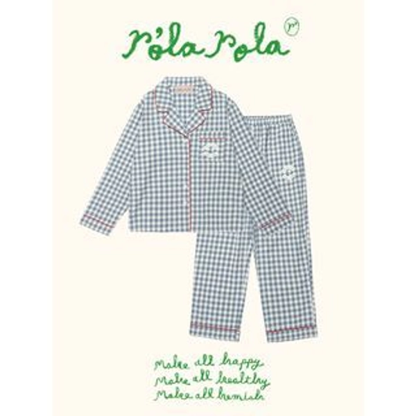 Shirt & Pants Gingham Pajama Set (Blue)